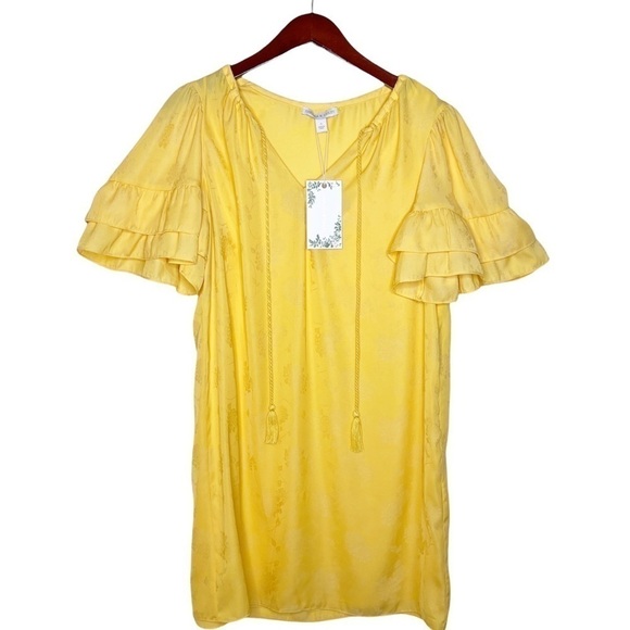 CHELSEA & VIOLET NWT Ruffle Sleeve Boho Peasant Dress Size Small in Maize Yellow - Picture 14 of 14